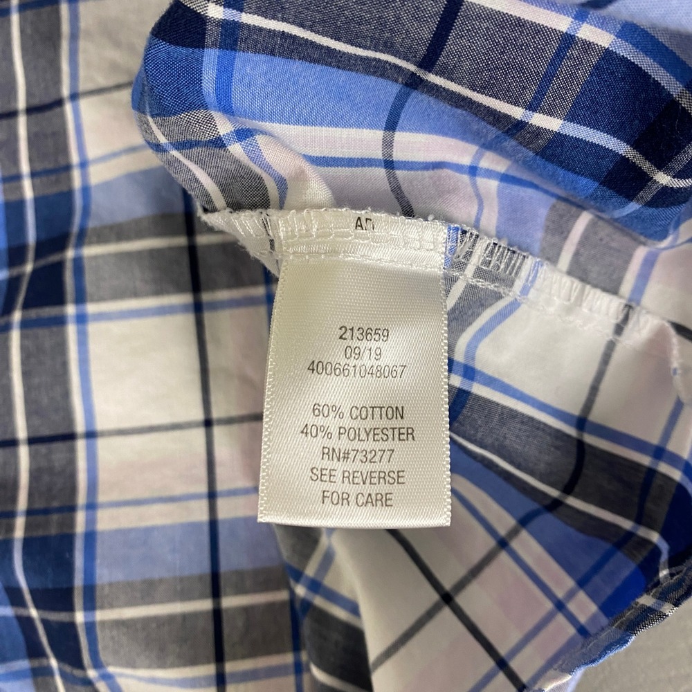 Croft & Barrow Button Down Shirt Men's Size XL Blue Easy Care Plaid Short Sleeve - Picture 5 of 12